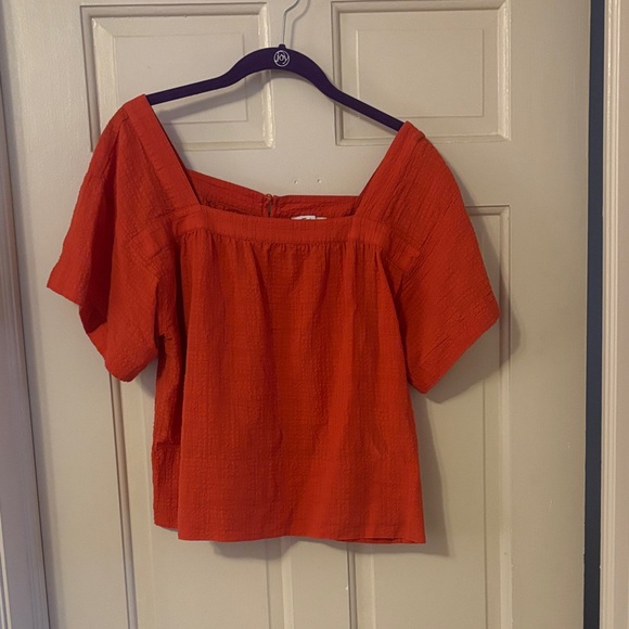 Madewell Tops - Madewell Red Square-Neck Short Sleeve Blouse